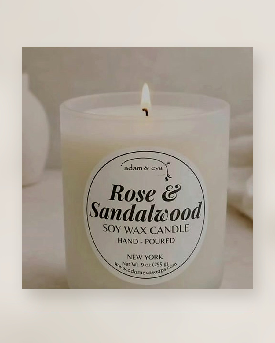 Rose and Sandalwood soy wax candle